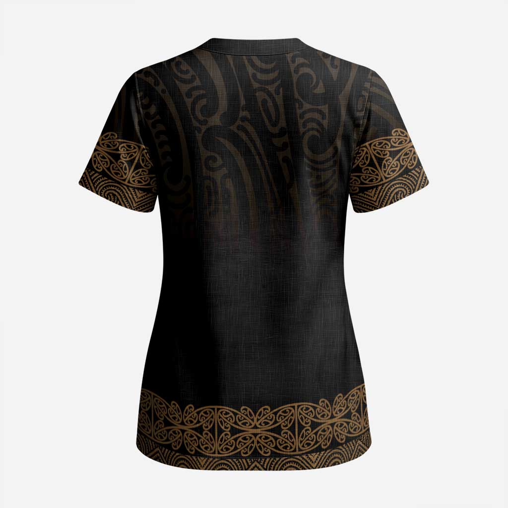 New Zealand Maori Kowhaiwhai Scrub Top Parauri Maui and Mangopare LT9 - Polynesian Pride