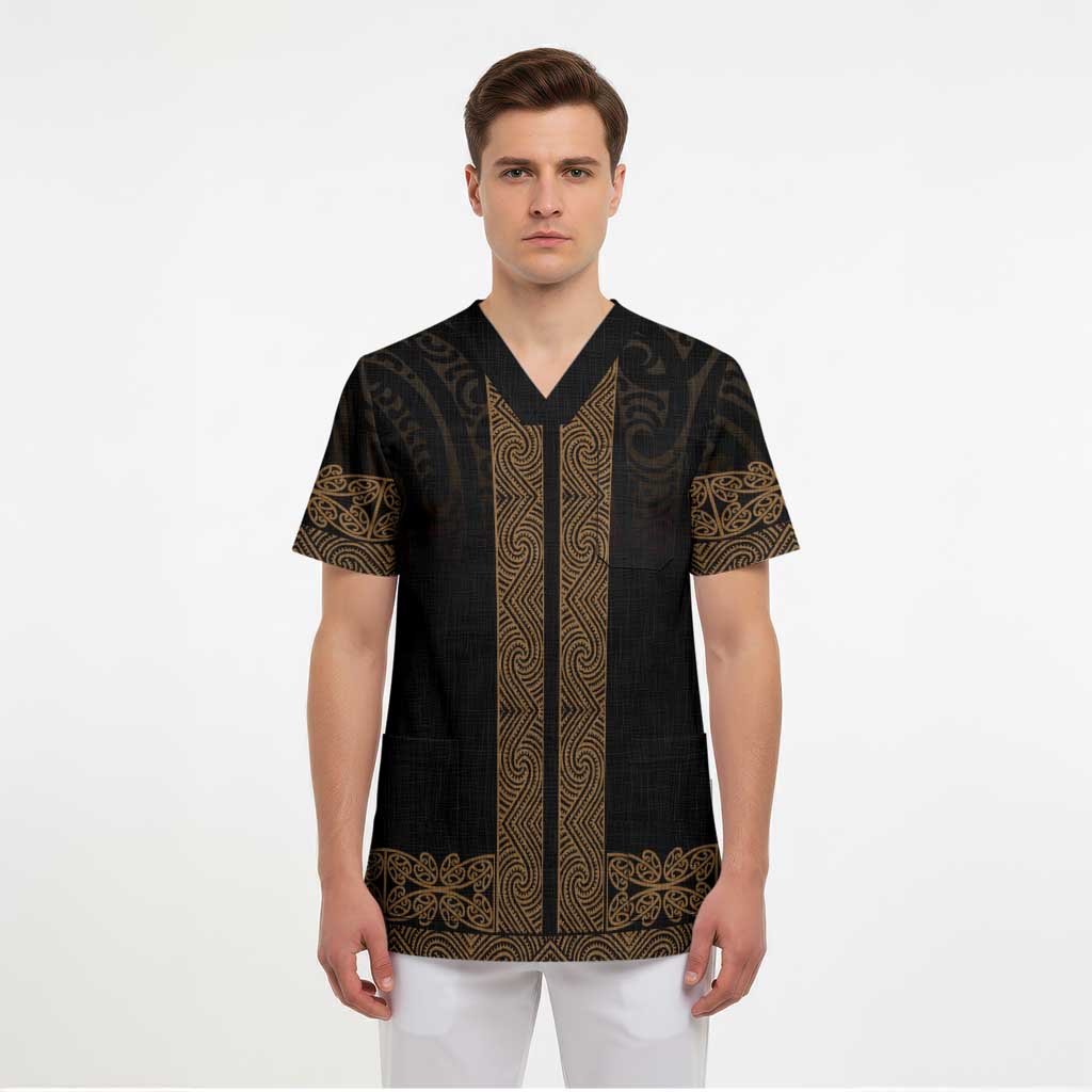 New Zealand Maori Kowhaiwhai Scrub Top Parauri Maui and Mangopare LT9 - Polynesian Pride