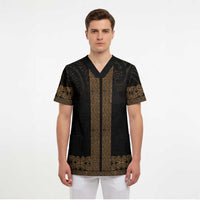 New Zealand Maori Kowhaiwhai Scrub Top Parauri Maui and Mangopare LT9 - Polynesian Pride