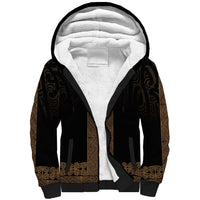 New Zealand Maori Kowhaiwhai Sherpa Hoodie Parauri Maui and Mangopare LT9 Unisex Brown - Polynesian Pride
