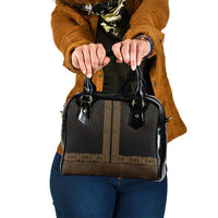 New Zealand Maori Kowhaiwhai Shoulder Handbag Parauri Maui and Mangopare LT9 One Size Brown - Polynesian Pride