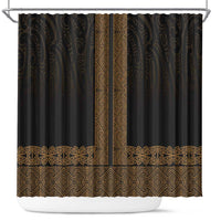 New Zealand Maori Kowhaiwhai Shower Curtain Parauri Maui and Mangopare LT9 Brown - Polynesian Pride