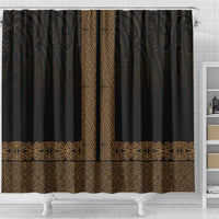 New Zealand Maori Kowhaiwhai Shower Curtain Parauri Maui and Mangopare LT9 - Polynesian Pride