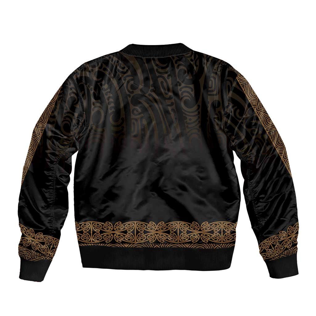 New Zealand Maori Kowhaiwhai Sleeve Zip Bomber Jacket Parauri Maui and Mangopare LT9 - Polynesian Pride