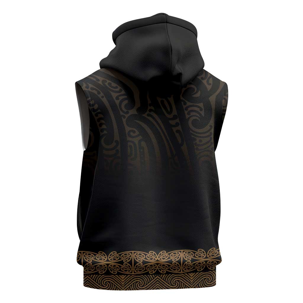 New Zealand Maori Kowhaiwhai Sleeveless Hoodie Parauri Maui and Mangopare LT9 - Polynesian Pride