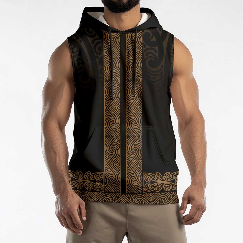 New Zealand Maori Kowhaiwhai Sleeveless Hoodie Parauri Maui and Mangopare LT9 - Polynesian Pride