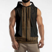New Zealand Maori Kowhaiwhai Sleeveless Hoodie Parauri Maui and Mangopare LT9 - Polynesian Pride