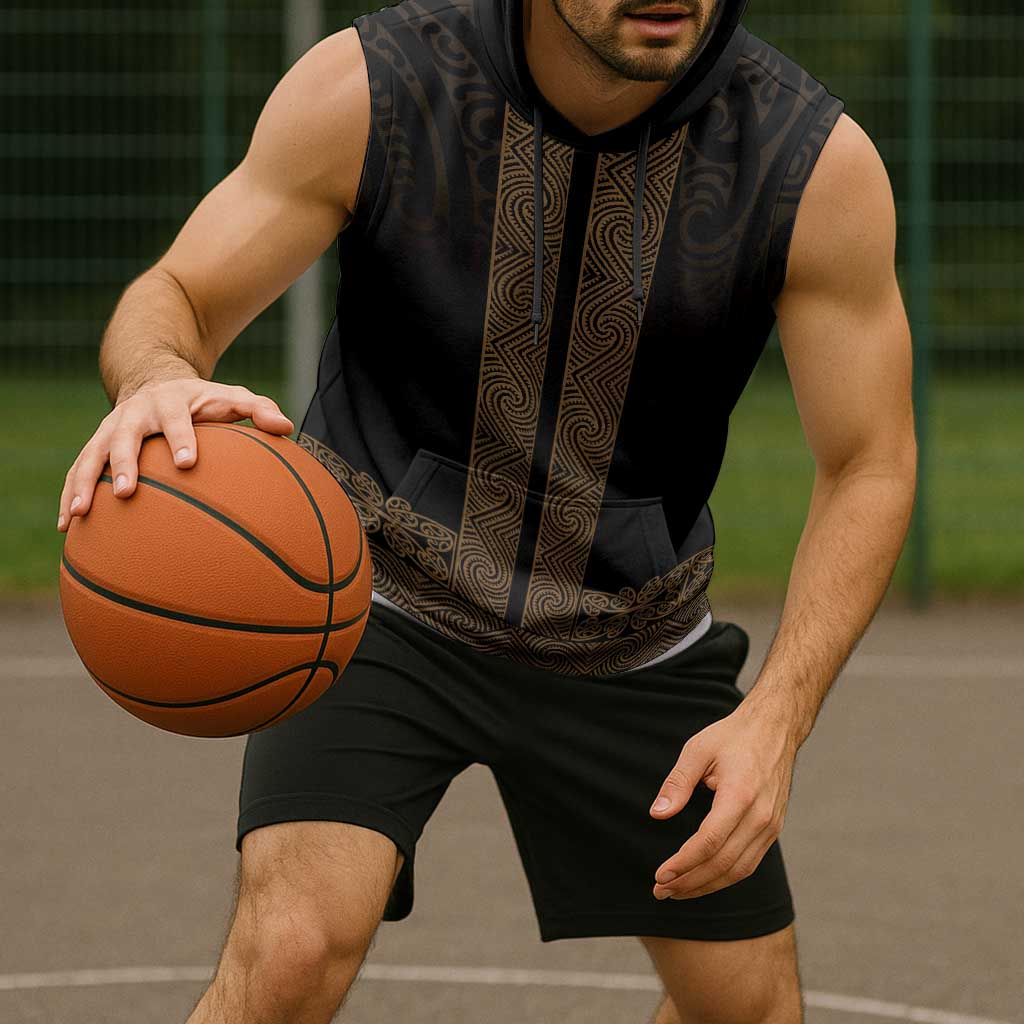 New Zealand Maori Kowhaiwhai Sleeveless Hoodie Parauri Maui and Mangopare LT9 - Polynesian Pride