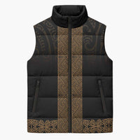 New Zealand Maori Kowhaiwhai Sleeveless Puffer Jacket Parauri Maui and Mangopare LT9 Unisex Brown - Polynesian Pride