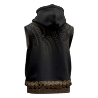 New Zealand Maori Kowhaiwhai Sleeveless Zip Hoodie Parauri Maui and Mangopare LT9 - Polynesian Pride