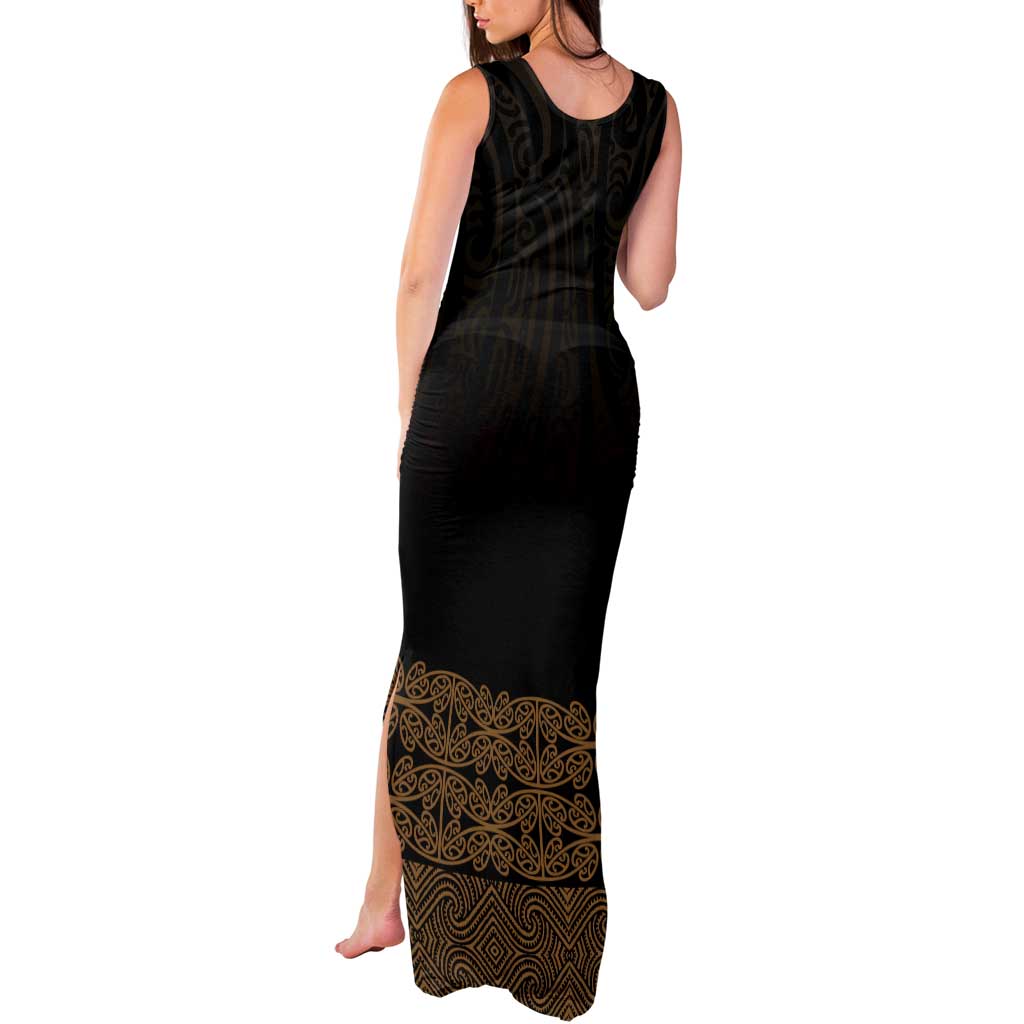 New Zealand Maori Kowhaiwhai Tank Maxi Dress Parauri Maui and Mangopare LT9 - Polynesian Pride