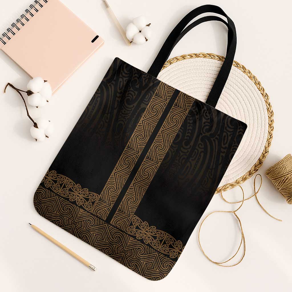New Zealand Maori Kowhaiwhai Tote Bag Parauri Maui and Mangopare LT9 Black Strap One Size Brown - Polynesian Pride