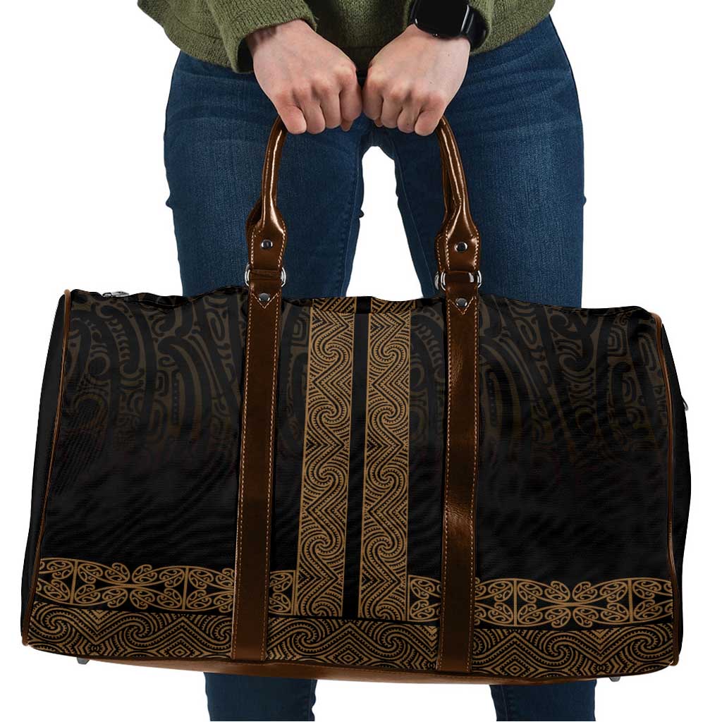 New Zealand Maori Kowhaiwhai Travel Bag Parauri Maui and Mangopare LT9 Brown - Polynesian Pride