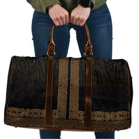 New Zealand Maori Kowhaiwhai Travel Bag Parauri Maui and Mangopare LT9 Brown - Polynesian Pride