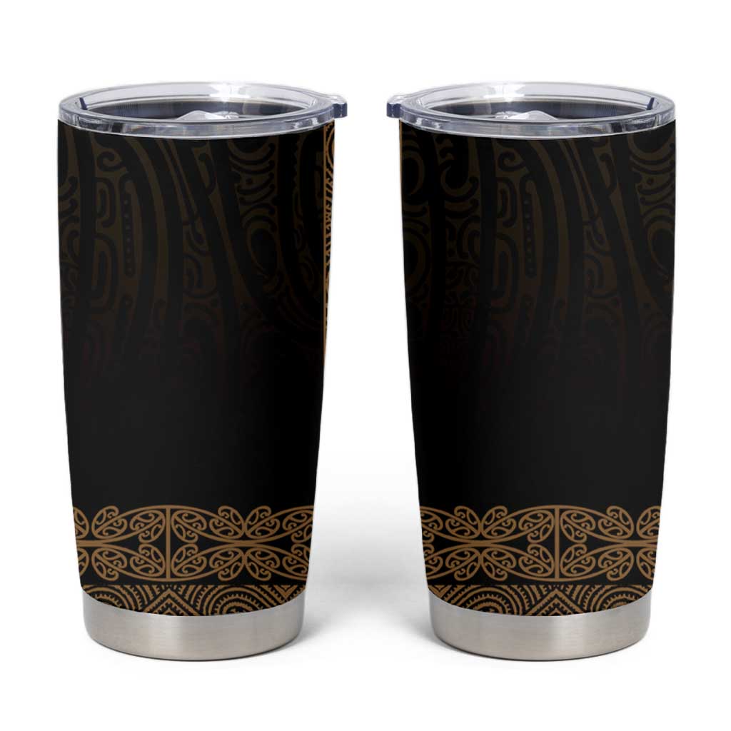 New Zealand Maori Kowhaiwhai Tumbler Cup Parauri Maui and Mangopare LT9 Brown - Polynesian Pride
