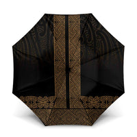 New Zealand Maori Kowhaiwhai Umbrella Parauri Maui and Mangopare LT9 One Size Folded 11.42 inch Opened Diameter 37.4 inch Brown - Polynesian Pride