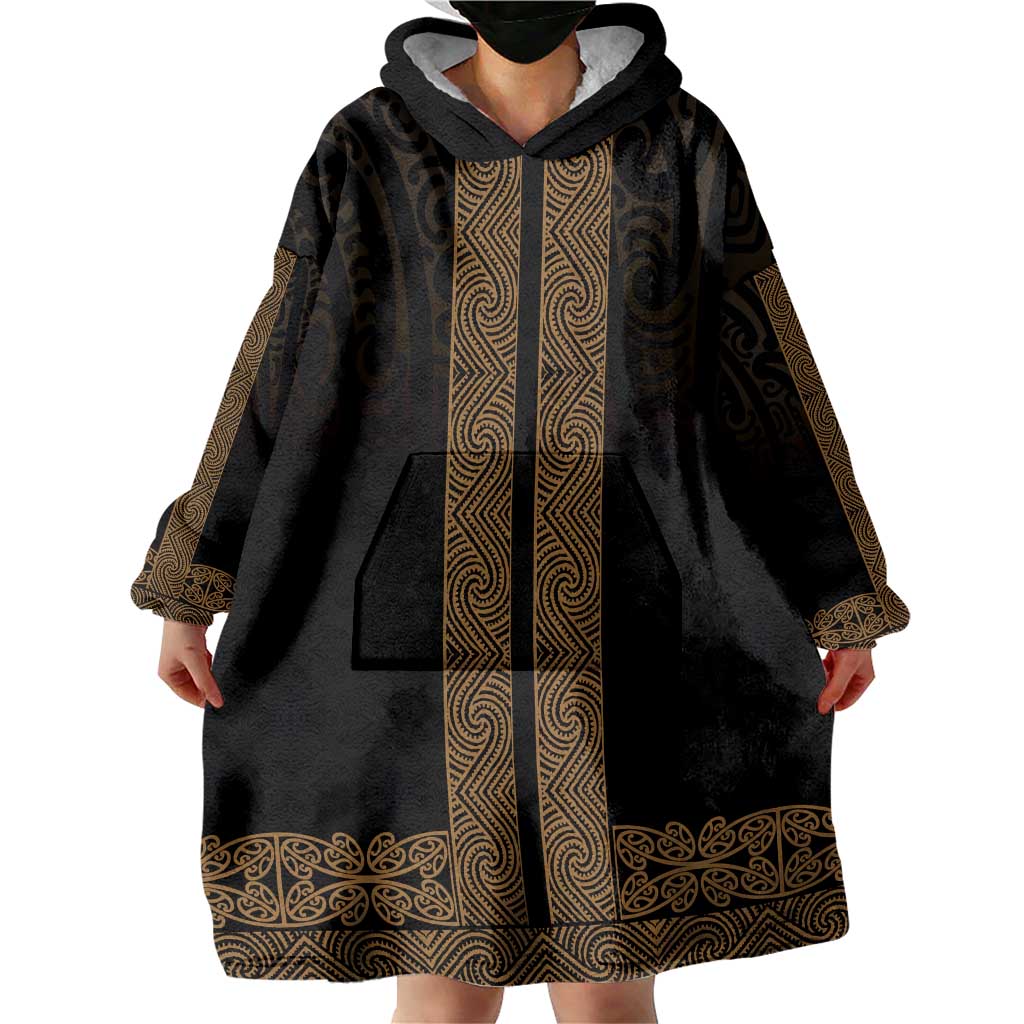New Zealand Maori Kowhaiwhai Wearable Blanket Hoodie Parauri Maui and Mangopare LT9 - Polynesian Pride