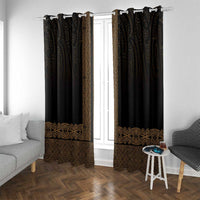 New Zealand Maori Kowhaiwhai Window Curtain Parauri Maui and Mangopare LT9 With Grommets Brown - Polynesian Pride