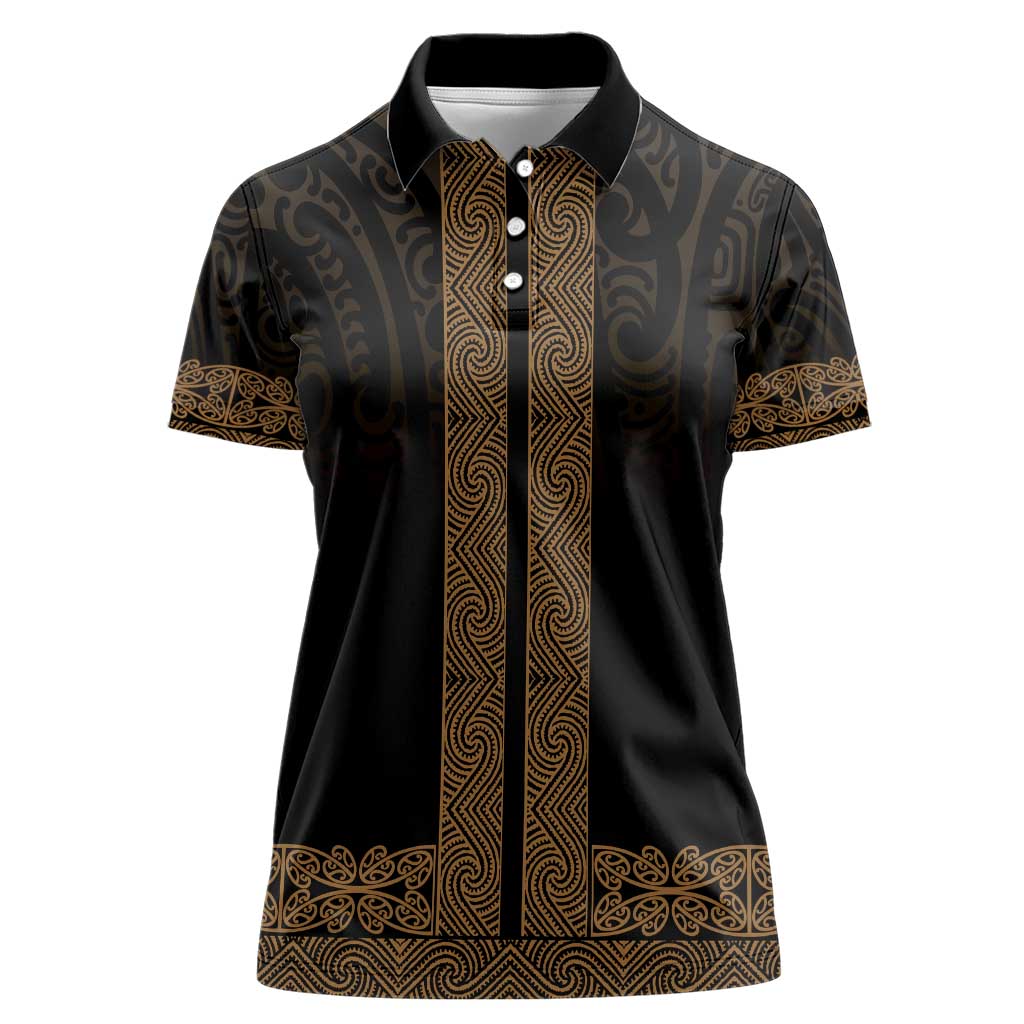 New Zealand Maori Kowhaiwhai Women Polo Shirt Parauri Maui and Mangopare LT9 Female Brown - Polynesian Pride