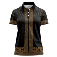 New Zealand Maori Kowhaiwhai Women Polo Shirt Parauri Maui and Mangopare LT9 Female Brown - Polynesian Pride