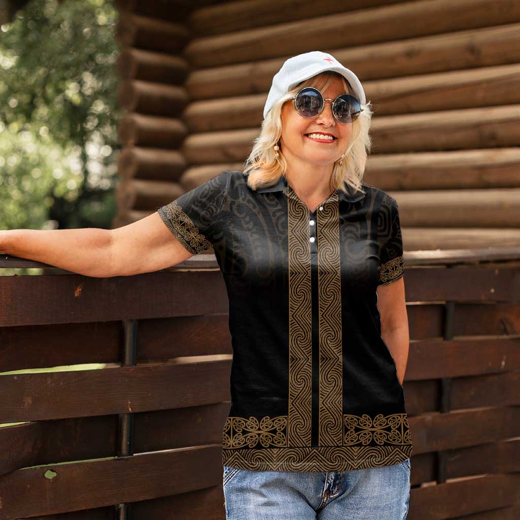 New Zealand Maori Kowhaiwhai Women Polo Shirt Parauri Maui and Mangopare LT9 - Polynesian Pride