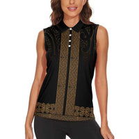 New Zealand Maori Kowhaiwhai Women Sleeveless Polo Shirt Parauri Maui and Mangopare LT9 - Polynesian Pride