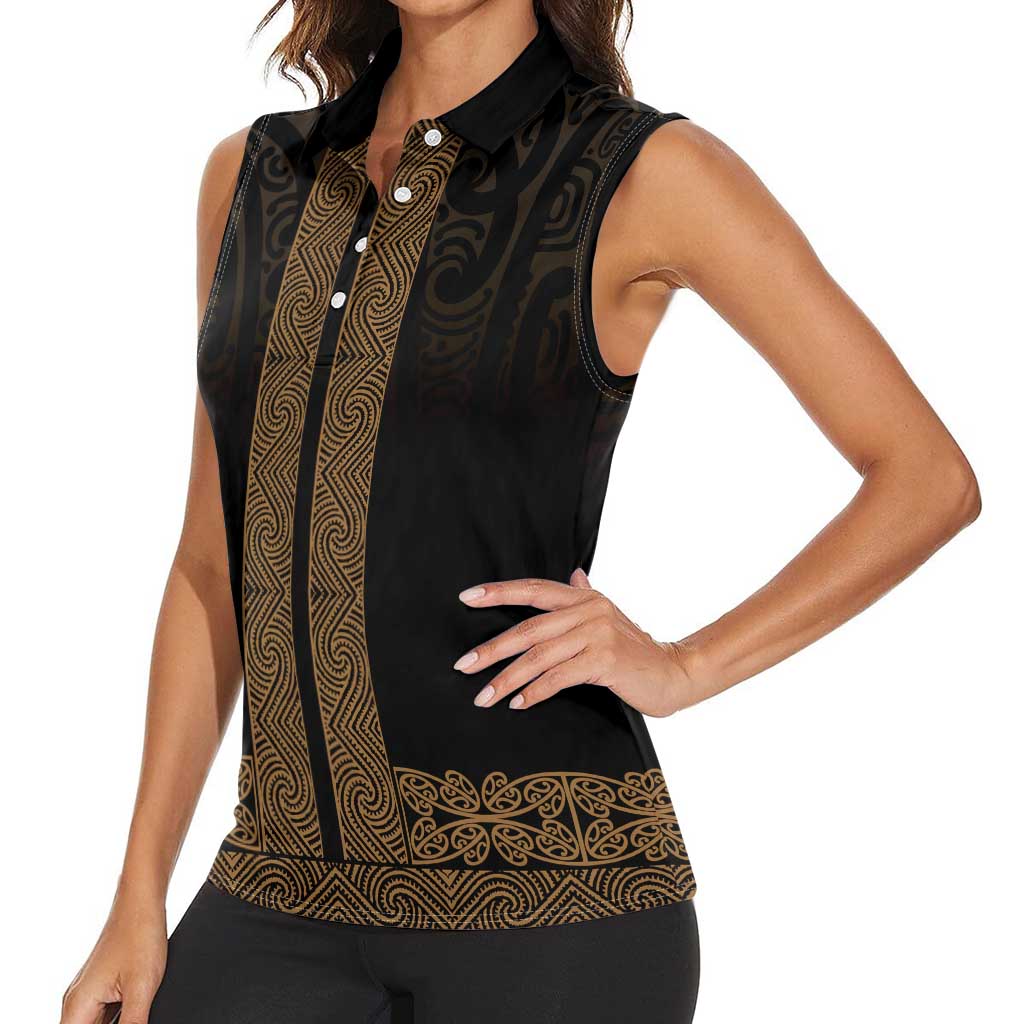 New Zealand Maori Kowhaiwhai Women Sleeveless Polo Shirt Parauri Maui and Mangopare LT9 - Polynesian Pride