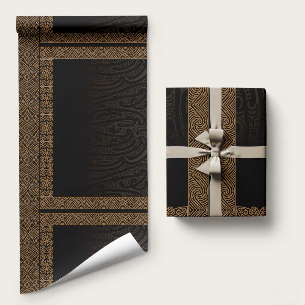 New Zealand Maori Kowhaiwhai Wrapping Paper Parauri Maui and Mangopare LT9 58" × 23" Brown - Polynesian Pride