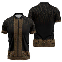 New Zealand Maori Kowhaiwhai Zipper Polo Shirt Parauri Maui and Mangopare LT9 - Polynesian Pride