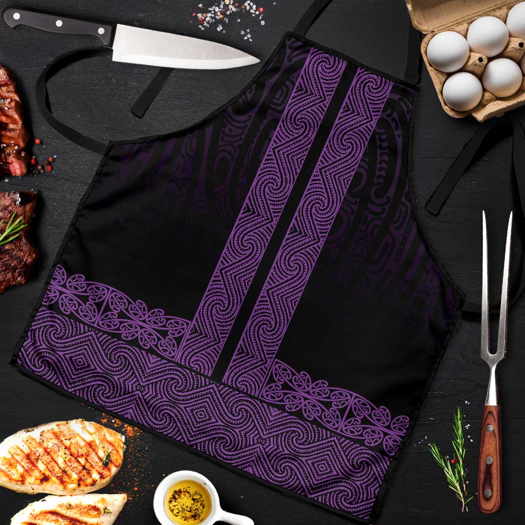 New Zealand Maori Kowhaiwhai Apron Waiporoporo Maui and Mangopare LT9 Purple - Polynesian Pride