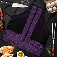 New Zealand Maori Kowhaiwhai Apron Waiporoporo Maui and Mangopare LT9 Purple - Polynesian Pride