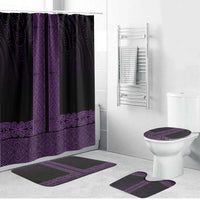 New Zealand Maori Kowhaiwhai Bathroom Set Waiporoporo Maui and Mangopare LT9 Bathroom Set (4 pcs) Purple - Polynesian Pride