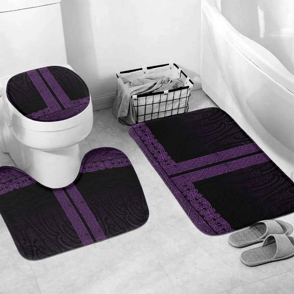 New Zealand Maori Kowhaiwhai Bathroom Set Waiporoporo Maui and Mangopare LT9 Mat Set Only (3 pcs) One Size Purple - Polynesian Pride