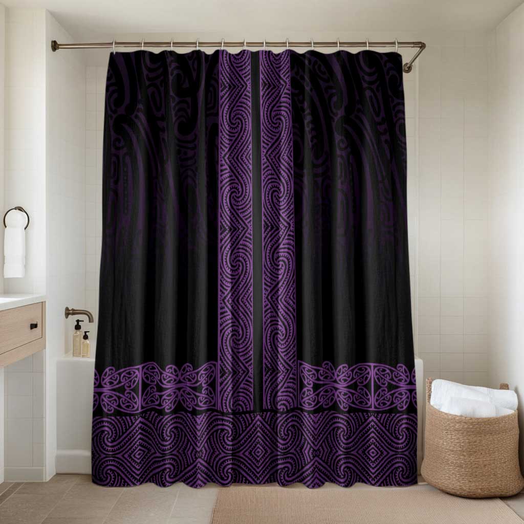 New Zealand Maori Kowhaiwhai Bathroom Set Waiporoporo Maui and Mangopare LT9 Shower Curtain Only Purple - Polynesian Pride