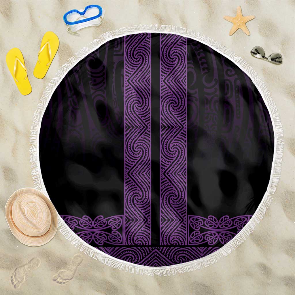 New Zealand Maori Kowhaiwhai Beach Blanket Waiporoporo Maui and Mangopare LT9 One Size 150cm Purple - Polynesian Pride