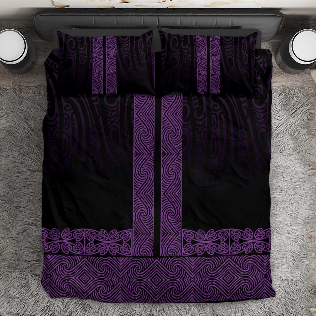 New Zealand Maori Kowhaiwhai Bedding Set Waiporoporo Maui and Mangopare LT9 Purple - Polynesian Pride