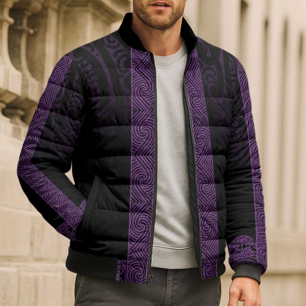 New Zealand Maori Kowhaiwhai Bomber Puffer Jacket Waiporoporo Maui and Mangopare LT9 - Polynesian Pride