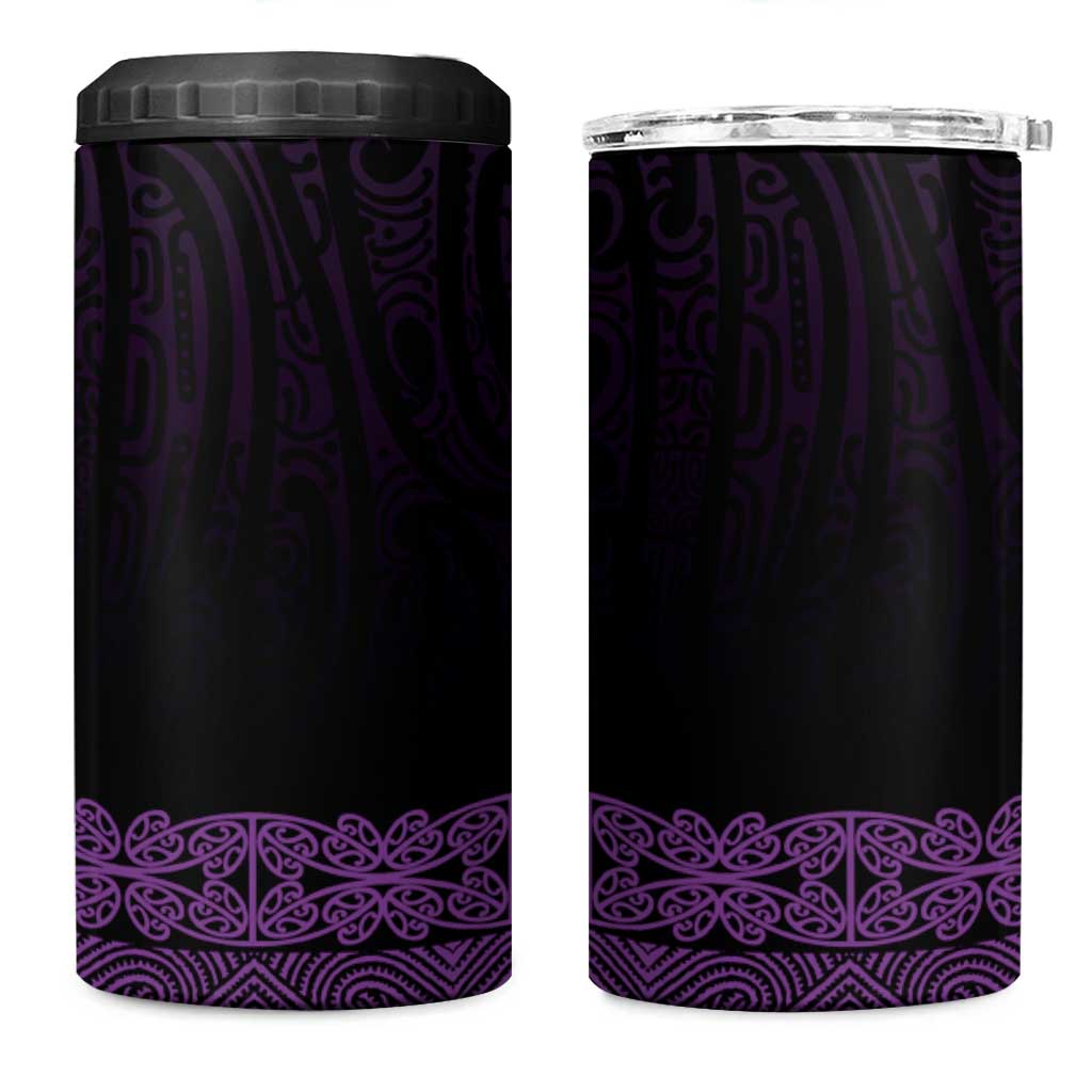New Zealand Maori Kowhaiwhai 4 in 1 Can Cooler Tumbler Waiporoporo Maui and Mangopare LT9 One Size: 16 oz Purple - Polynesian Pride
