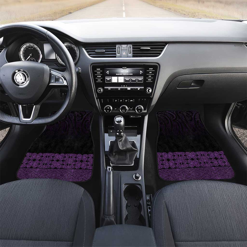 New Zealand Maori Kowhaiwhai Car Mats Waiporoporo Maui and Mangopare LT9 Set 2pcs - Front Purple - Polynesian Pride