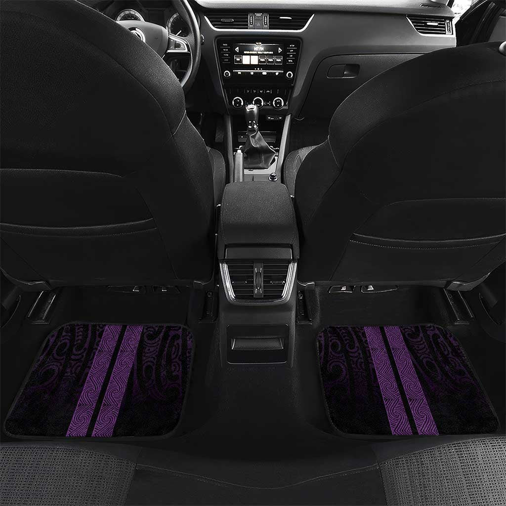 New Zealand Maori Kowhaiwhai Car Mats Waiporoporo Maui and Mangopare LT9 Set 2pcs - Back Purple - Polynesian Pride