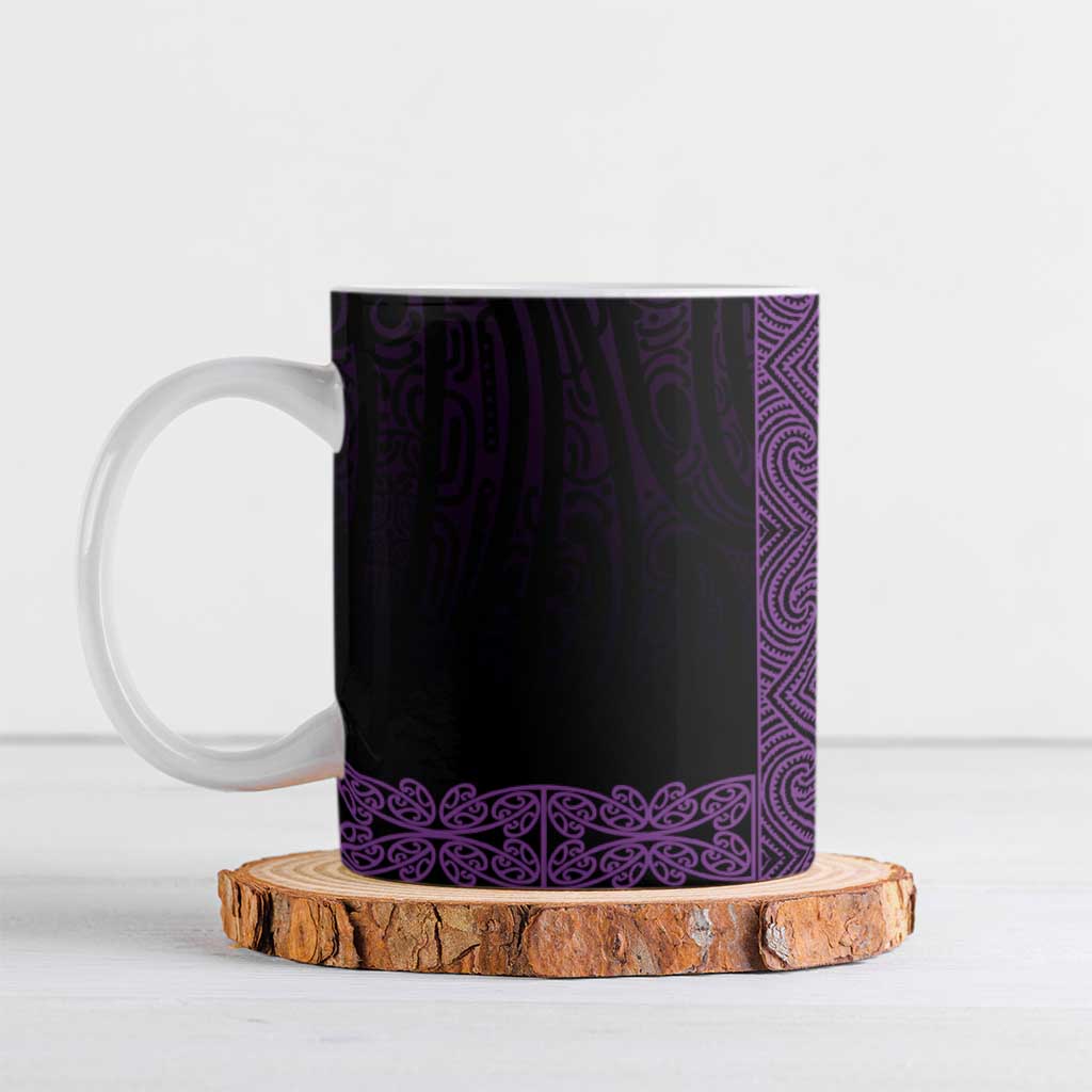 New Zealand Maori Kowhaiwhai Ceramic Mug Waiporoporo Maui and Mangopare LT9 Purple - Polynesian Pride