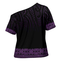 New Zealand Maori Kowhaiwhai Cross Shoulder Shirt Waiporoporo Maui and Mangopare LT9 - Polynesian Pride