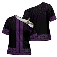 New Zealand Maori Kowhaiwhai Cross Shoulder Shirt Waiporoporo Maui and Mangopare LT9 - Polynesian Pride