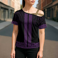 New Zealand Maori Kowhaiwhai Cross Shoulder Shirt Waiporoporo Maui and Mangopare LT9 - Polynesian Pride