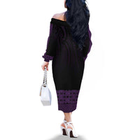 New Zealand Maori Kowhaiwhai Family Matching Off The Shoulder Long Sleeve Dress and Hawaiian Shirt Waiporoporo Maui and Mangopare LT9 - Polynesian Pride