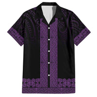 New Zealand Maori Kowhaiwhai Family Matching Short Sleeve Bodycon Dress and Hawaiian Shirt Waiporoporo Maui and Mangopare LT9 Dad's Shirt - Short Sleeve Purple - Polynesian Pride