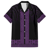 New Zealand Maori Kowhaiwhai Family Matching Tank Maxi Dress and Hawaiian Shirt Waiporoporo Maui and Mangopare LT9 Dad's Shirt - Short Sleeve Purple - Polynesian Pride