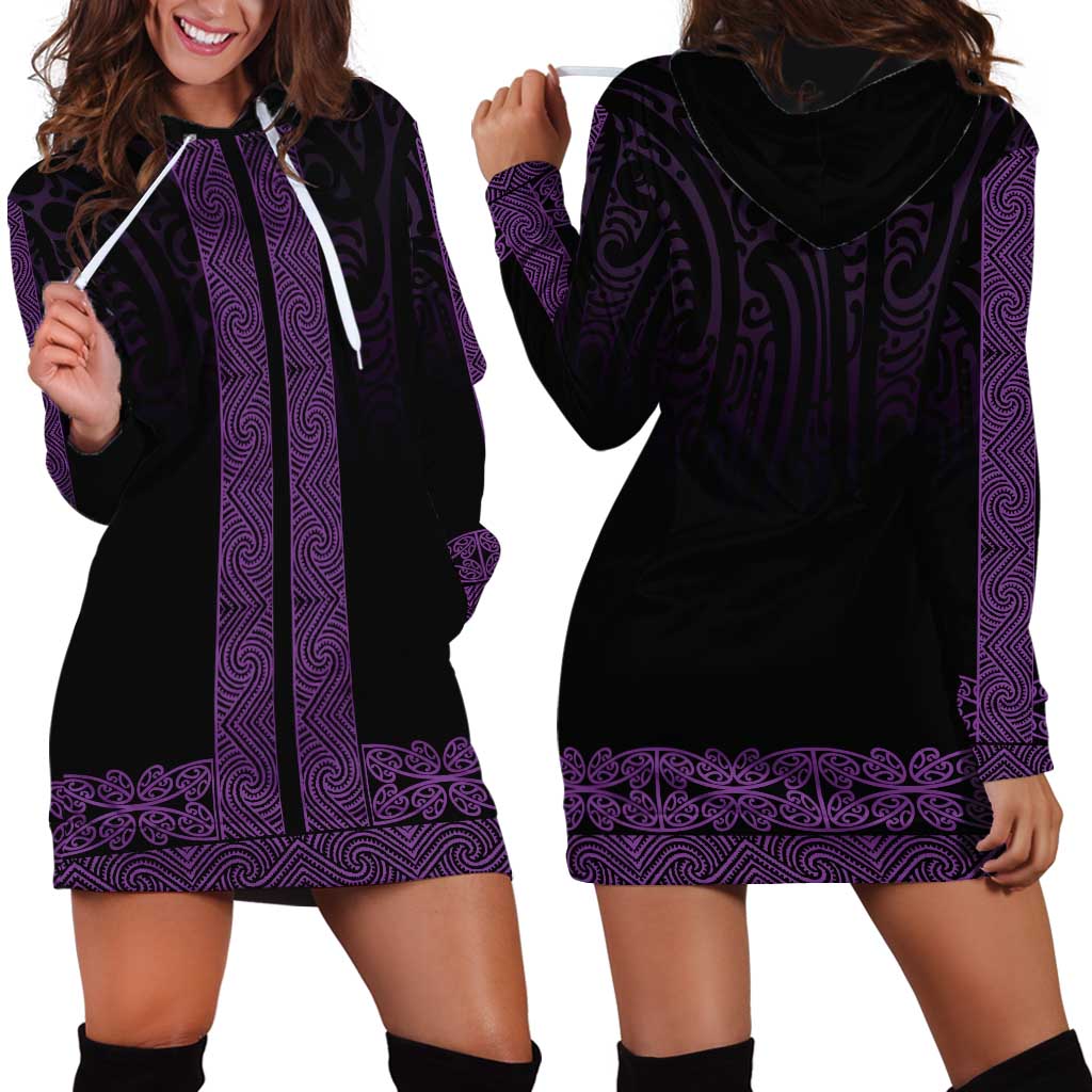 New Zealand Maori Kowhaiwhai Hoodie Dress Waiporoporo Maui and Mangopare LT9 - Polynesian Pride