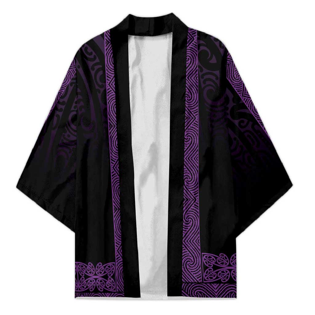 New Zealand Maori Kowhaiwhai Kimono Waiporoporo Maui and Mangopare LT9 Unisex Purple - Polynesian Pride