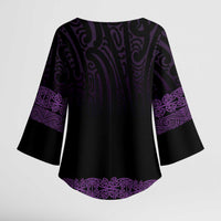 New Zealand Maori Kowhaiwhai Kimono Sleeve Blouse Waiporoporo Maui and Mangopare LT9 - Polynesian Pride